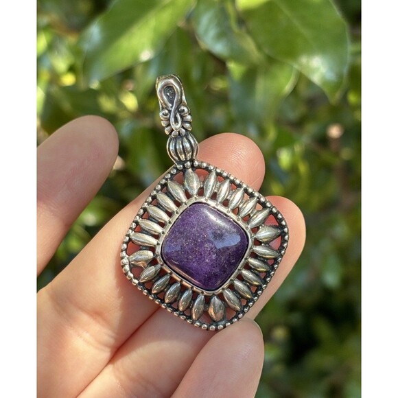 Carolyn Pollack Sterling Silver Purple Sugalite Pendant/ Enhancer - Picture 1 of 7